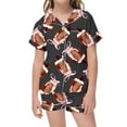 thumbnail image 1 of Tiijoy Toddler Girls Pajamas Football Print Short Sleeve Button Down Top Shorts Sleepwear, 1 of 3