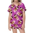 thumbnail image 1 of Tiijoy Toddler Girls Pajamas Football Print Short Sleeve Button Down Top Shorts Sleepwear, 1 of 3