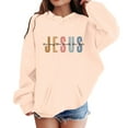 thumbnail image 1 of Tiijoy Toddler Girls Pullover Hoodie Jesus Letter Print Hooded Sweatshirt, Sizes 3-4, 1 of 3