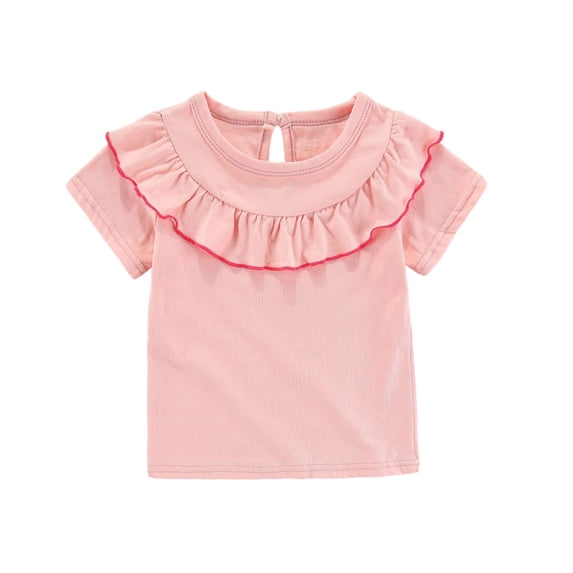Tiijoy Toddler Girls Ruffle Short Sleeve T-Shirt Casual Round Neck T Shirt Soft Tee Top