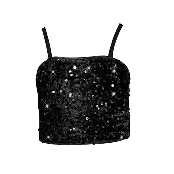 Tiijoy Toddler Girls Shiny Sequined Camisole Holiday Party Spaghetti Strap Sleeveless Top