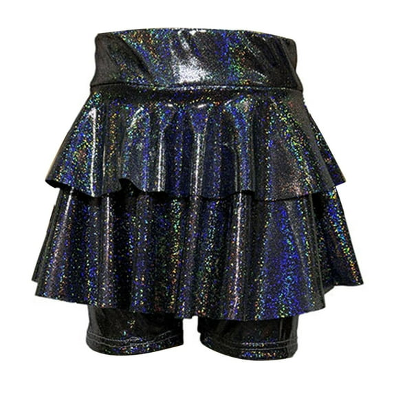 Tiijoy Toddler Girls Sparkly Sequin Metallic Skirt Dance Performance Layered Skort, Sizes 3-4