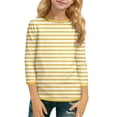 thumbnail image 1 of Tiijoy Toddler Girls Striped 3/4 Sleeve T-Shirt Casual Crew Neck T Shirt Top, Sizes 3-14, 1 of 5