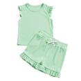 thumbnail image 1 of Tiijoy Toddler Girls Summer Outfits Cotton Solid Ruffle Tank Top Shorts Set, Sizes 2-3, 1 of 4