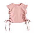 thumbnail image 1 of Tiijoy Toddler Girls Summer Ruffle Sleeves T Shirt Casual Crew Neck Drawstring T-Shirt, 1 of 3