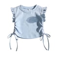 thumbnail image 1 of Tiijoy Toddler Girls Summer Ruffle Sleeves T Shirt Casual Crew Neck Drawstring T-Shirt, 1 of 3
