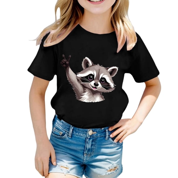 Tiijoy Toddler Girls Summer Short Sleeve T Shirt Casual Animal Print T-Shirt, Sizes 3-13