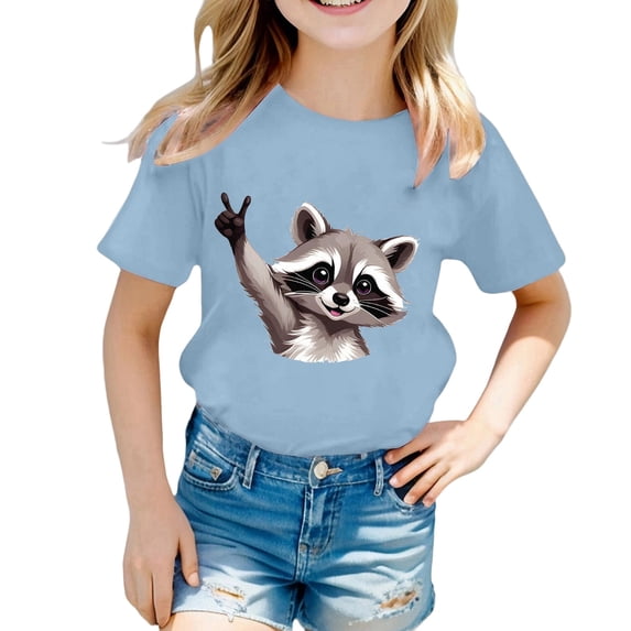 Tiijoy Toddler Girls Summer Short Sleeve T Shirt Casual Animal Print T-Shirt, Sizes 3-13