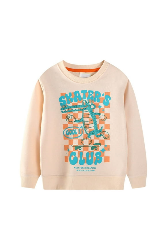 Toddler Girls Sweatshirt Cartoon Dinosaur Graphic Crew Neck Pullover, Sizes 3-4T