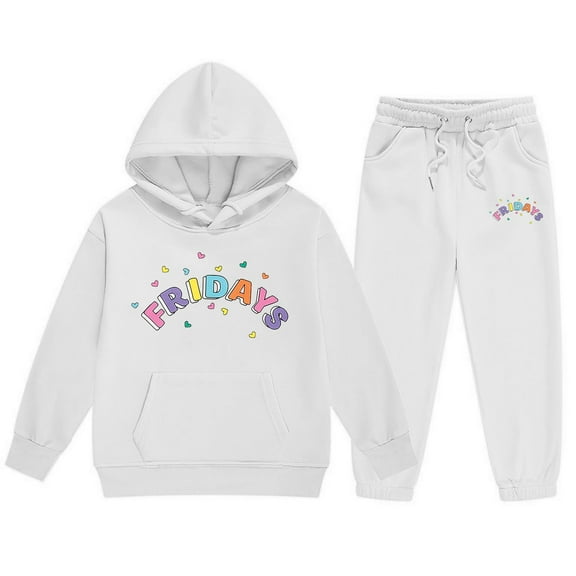 Tiijoy Toddler Girls Sweatsuits Letter Graphic Fleece Hoodie Pants Outfits, Sizes 3-4T