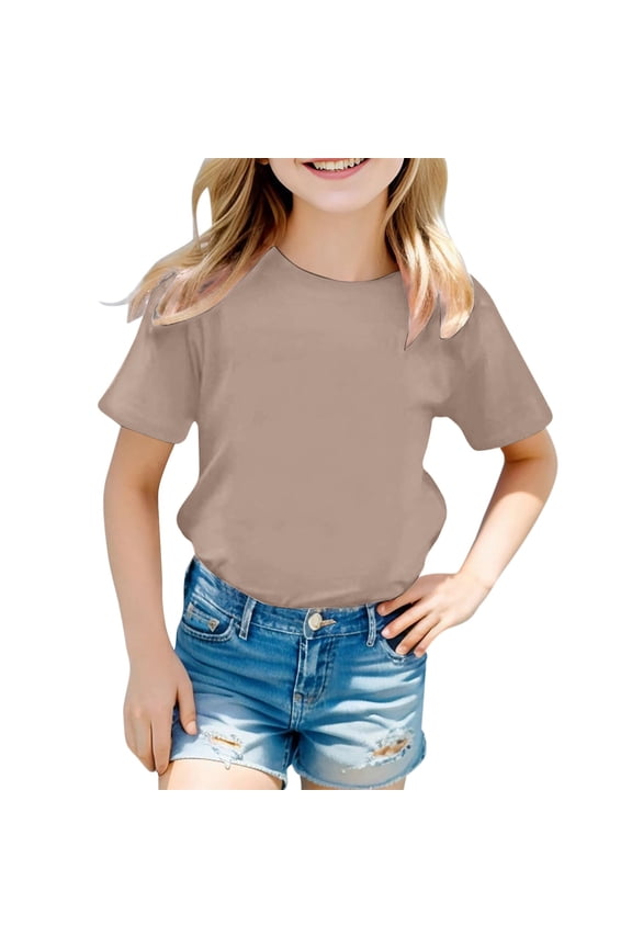 Toddler Girls T Shirt Solid Casual Tee Short Sleeve T-Shirt Undershirt, Sizes 4-5T