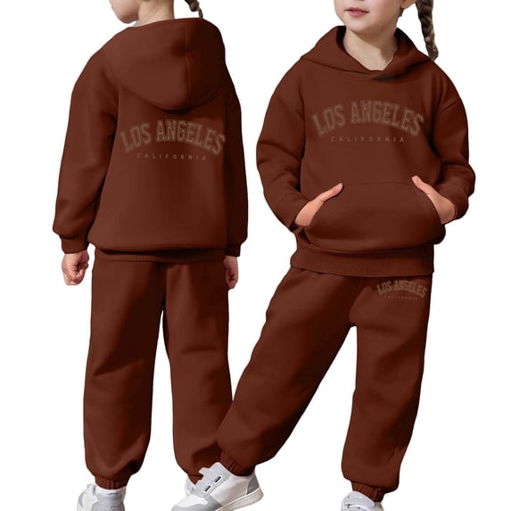 Tiijoy Toddler Girls Tracksuit Los Angeles Print Sports Hoodie Sweatpants Set, Sizes 2-13