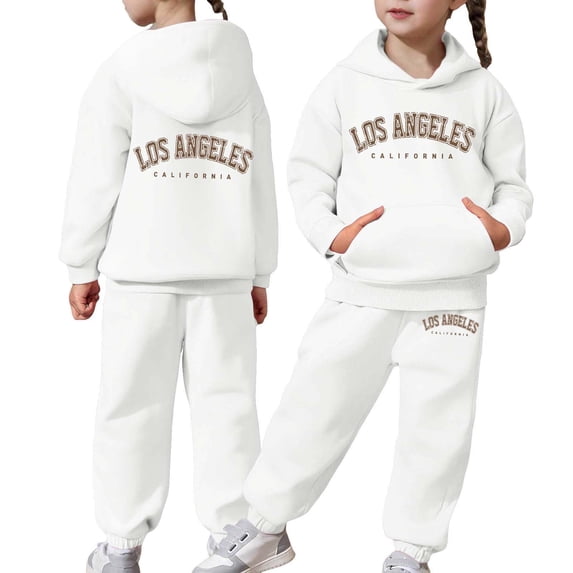 Tiijoy Toddler Girls Tracksuit Los Angeles Print Sports Hoodie Sweatpants Set, Sizes 2-13