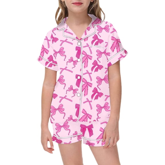 Tiijoy Toddler Girls Valentine's Day Pajamas Bow Short Sleeve Top Shorts Pjs, Sizes 4-5