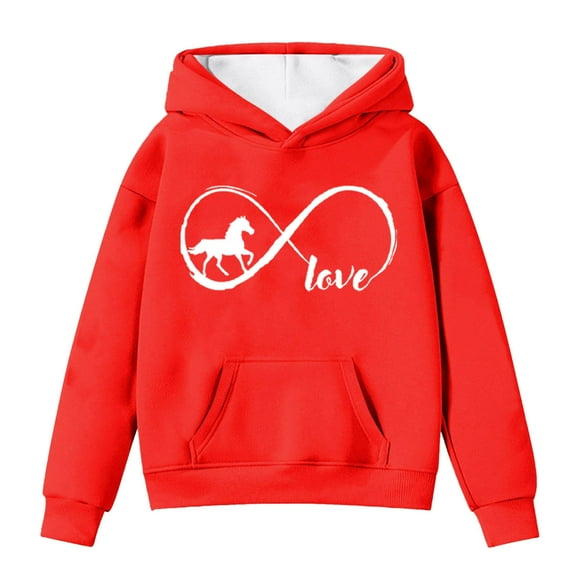 Tiijoy Toddler Girls Warm Hoodie Cute Horse Print Long Sleeve Hoody, Sizes 4-5T
