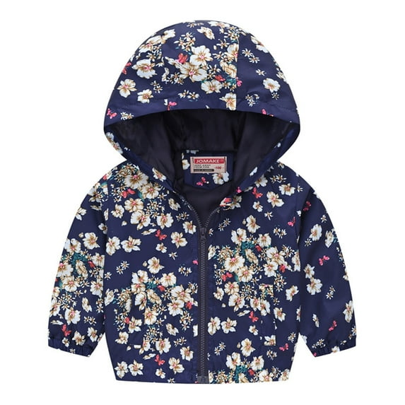Tiijoy Toddler Girls Windbreaker Floral Lightweight Zip Up Hooded Jacket Coat, Sizes 4-5