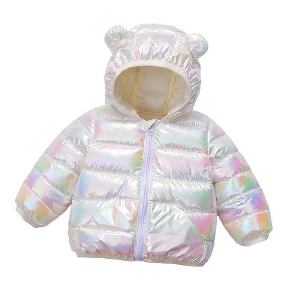Tiijoy Toddler Girls Winter Puffer Jacket Cute Bear Ears Hooded Padded Coat, Sizes 2-3