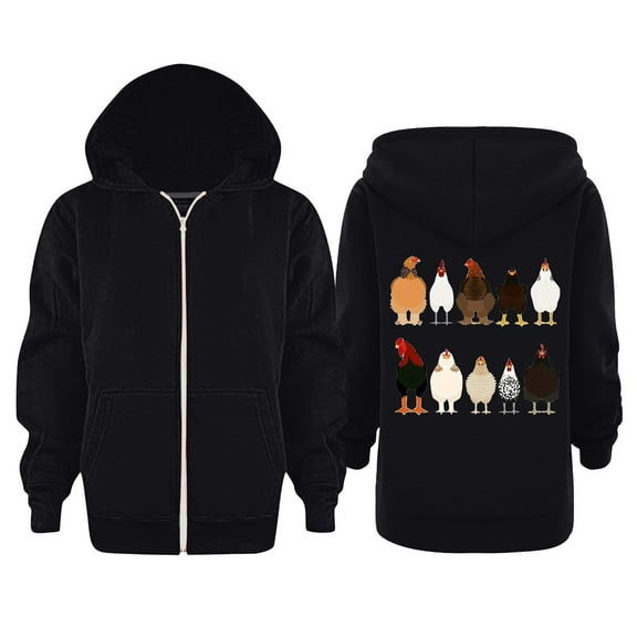 Tiijoy Toddler Girls Zip Up Hoodie Rooster Print Hooded Sweatshirt Jacket, Sizes 4-5