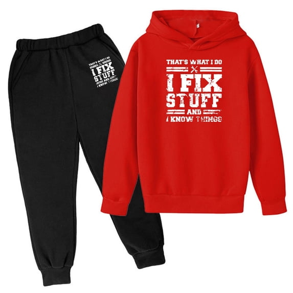 Tiijoy Tween Boys Outfits Letter Print Active Hoodie Sweatpants Sweatsuits, Sizes 3-13