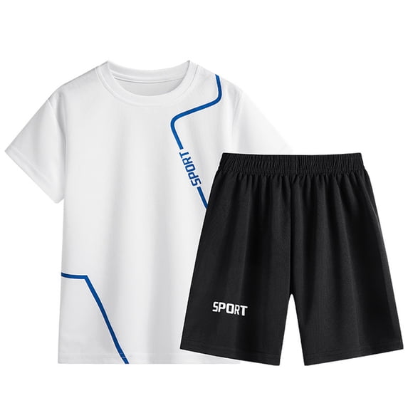 Tiijoy Tween Boys Quick Drying Shorts Set Short Sleeve Tee Shorts Outfits, Sizes 3-14