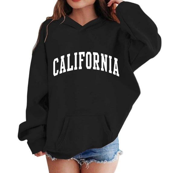 Tiijoy Tween Girls Casual Sports Hoodie California Print Pullover Hooded Sweatshirt, Sizes 12-13