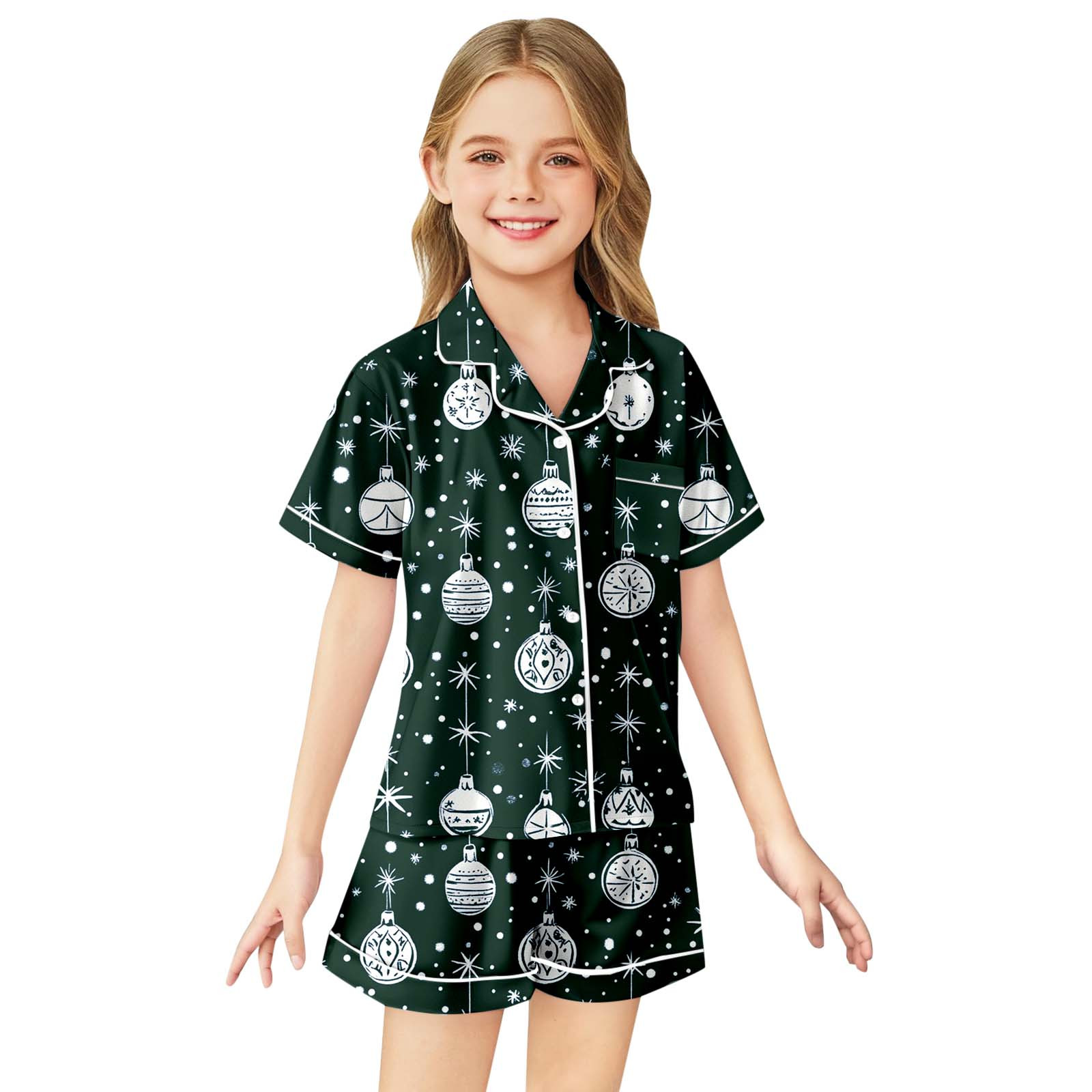 Tiijoy Tween Girls Christmas Pajamas Button Front Shirt And Shorts 2 Tiijoy Tween Girls Christmas Pajamas Button Front Shirt And Shorts 2