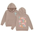 thumbnail image 1 of Tiijoy Tween Girls Hoodie Letter Print Jesus Themed Hooded Sweatshirt, Sizes 12-13, 1 of 3