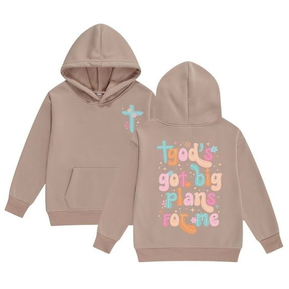 Tiijoy Tween Girls Hoodie Letter Print Jesus Themed Hooded Sweatshirt, Sizes 12-13