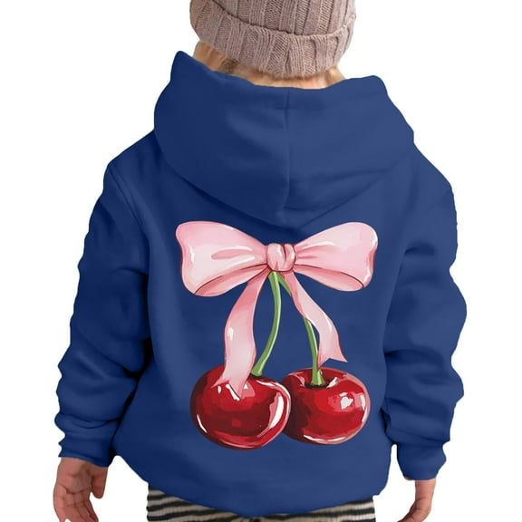 Tiijoy Tween Girls Hoodie Cherry Bow Print Hooded Sweatshirt Graphic Hoody, Sizes 12-13