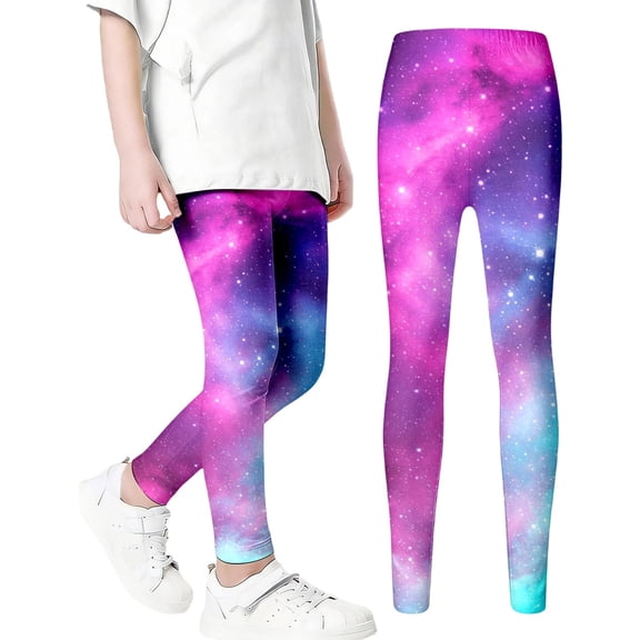 Tiijoy Tween Girls Leggings Galaxy Starry Sky Print Stretch Tights Yoga Pants, Sizes 18M-12