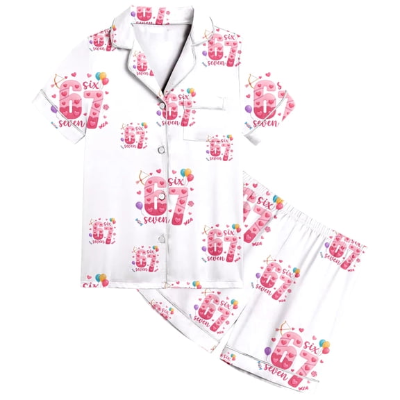 Tiijoy Tween Girls Pajamas Button Front Top Shorts Comfy Sleepwear, 2 Piece, Sizes 12-13