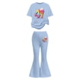 thumbnail image 1 of Tiijoy Tween Girls Short Sleeve Graphic Tee Flared Pants Outfits Clothes Set, Sizes 12-13, 1 of 4