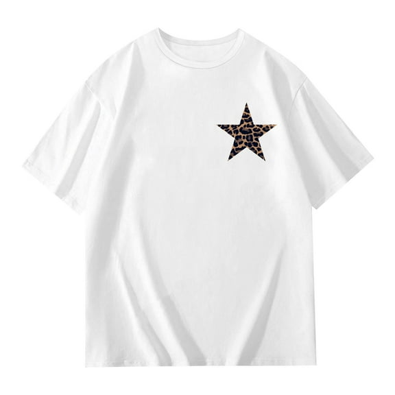 Tiijoy Tween Girls Short Sleeve T Shirt Star Print Loose Fit Tshirt Kids Tee, Sizes 12-13