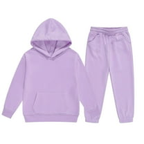 Tiijoy Tween Girls Tracksuit Solid Color Casual Hoodie Jogger Pants Outfits, Sizes 12-13