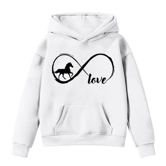 Tiijoy Tween Girls Warm Hoodie Cute Horse Print Long Sleeve Hoody, Sizes 12-13