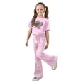 thumbnail image 1 of Tiijoy Valentine's Day Girls Outfits Short Sleeve T-Shirt with Flare Pants, Sizes 7-8, 1 of 4