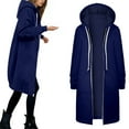 thumbnail image 1 of Tiijoy Women's Hooded Zip Up Long Jacket Solid Color Casual Coat Outerwear with Pockets, 1 of 7
