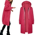 thumbnail image 1 of Tiijoy Women's Hooded Zip Up Long Jacket Solid Color Casual Coat Outerwear with Pockets, 1 of 7
