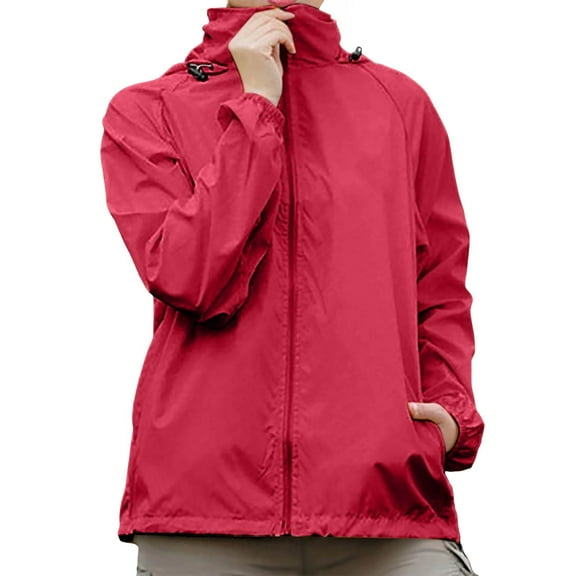 Tiijoy Women's Lightweight Hooded Windbreaker Casual Jacket Long Sleeve Sporty Outerwear