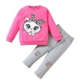 thumbnail image 1 of Tiijoy baby Girls Outfits Cute Cartoon Cat Long Sleeve Sweatshirt Pants Set, Sizes 1-6, 1 of 3
