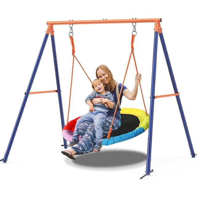 Tiikiy Swing Set with Saucer, 440lbs Saucer Swing with Stand for 23