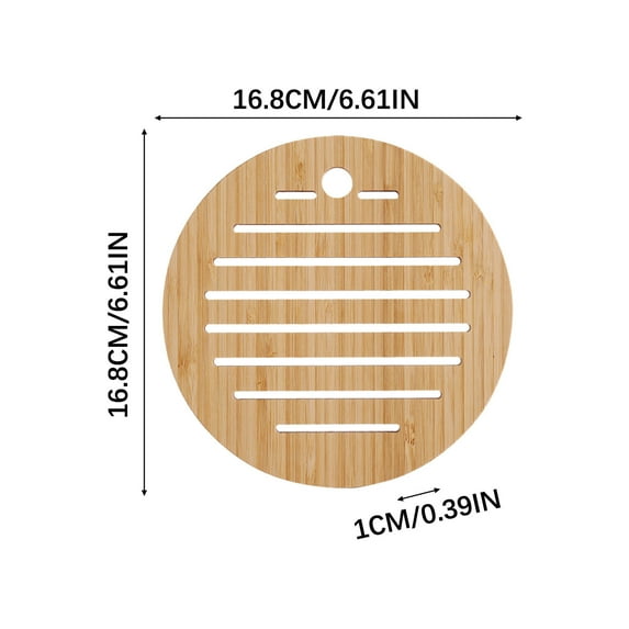 Tiitstoy 6.6" Bamboo Trivet, Hot Pad Trivet Wooden Heat Resistant Mat for Hot Dishes, Bowls, Plates, Pots and Pans, Tabletop Protection