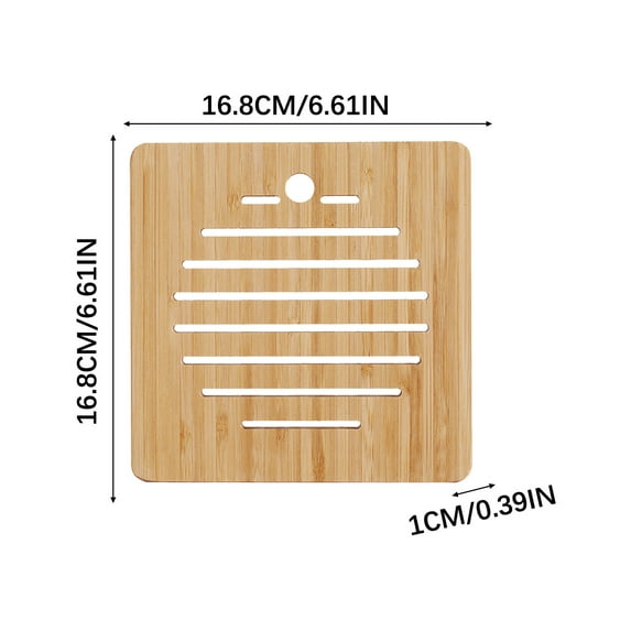Tiitstoy 6.6" Bamboo Trivet, Hot Pad Trivet Wooden Heat Resistant Mat for Hot Dishes, Bowls, Plates, Pots and Pans, Tabletop Protection