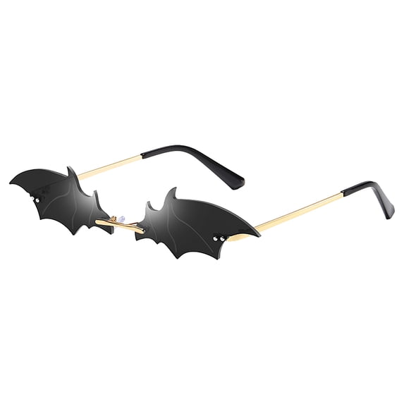 Tiitstoy Bat Shaped Sunglasses Cute Rimless Bat Eyewear Halloween Fashion Frameless Sun Glasses, Goth Glasses Funky Novelty Rimless Eye Glasses for Halloween Party