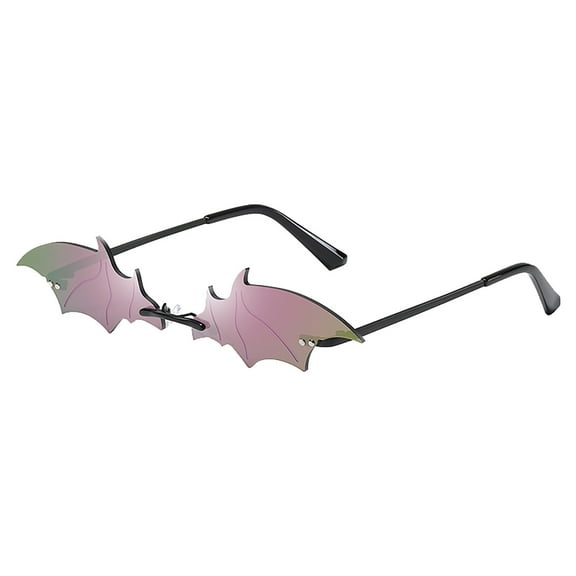 Tiitstoy Bat Shaped Sunglasses Cute Rimless Bat Eyewear Halloween Fashion Frameless Sun Glasses, Goth Glasses Funky Novelty Rimless Eye Glasses for Halloween Party