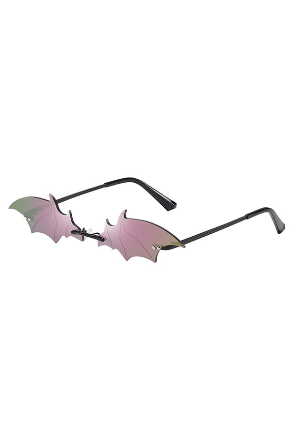 Bat Shaped Sunglasses Cute Rimless Bat Eyewear Halloween Fashion Frameless Sun Glasses, Goth Glasses Funky Novelty Rimless Eye Glasses for Halloween Party