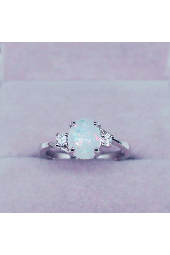 Exquisite Women's 925 Sterling Silver Ring Oval Cut Fire-Opal Diamond Jewelry Birthday Gift Bridal Party Ring Jewelry Birthday Gift Bridal Party