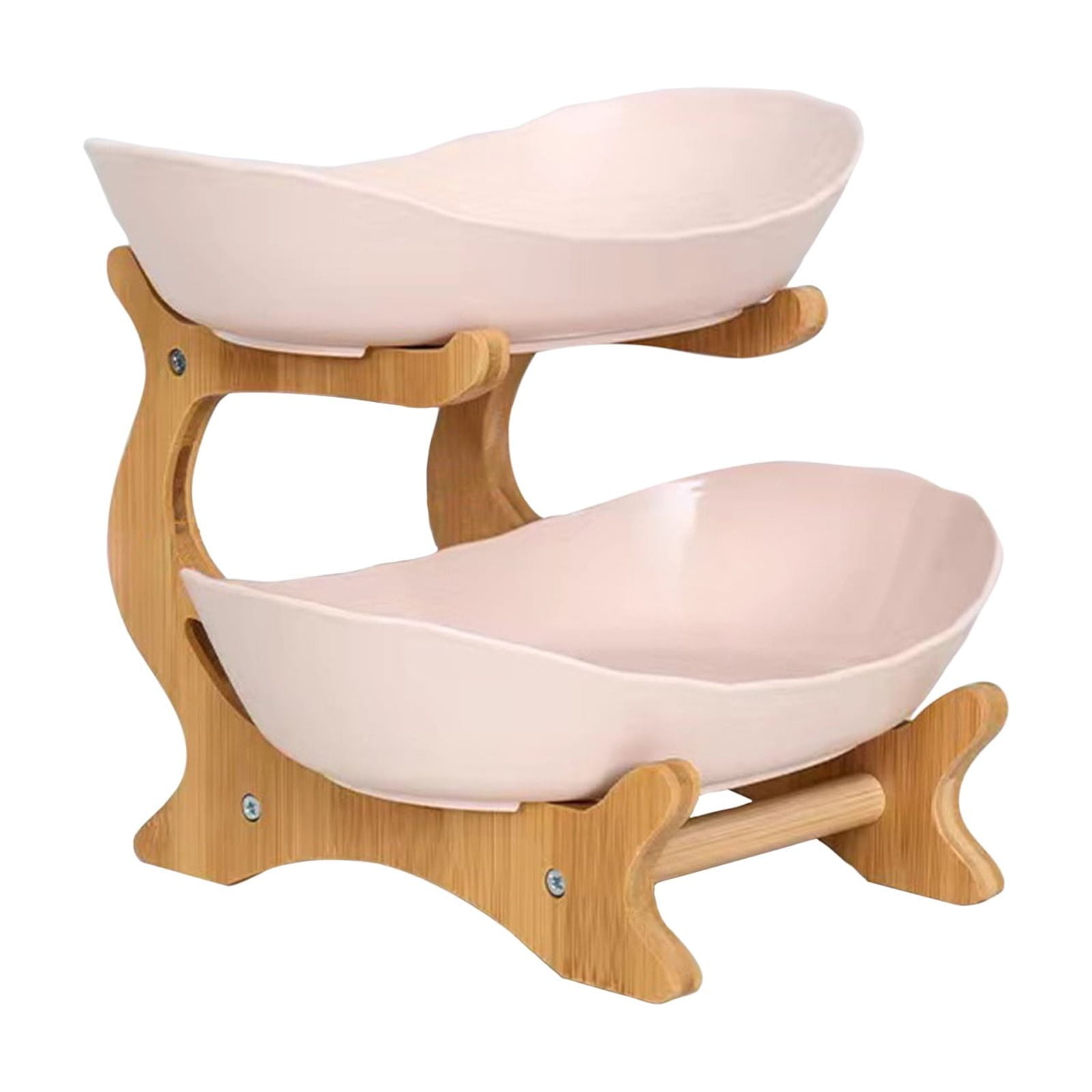Tiitstoy Fruit Basket for Kitchen Counter, with Wood Holder, 3/2/1 Tiered Large Capacity Fruit Basket Oval Tiered Fruit Bowl Set for Kitchen Counter, Parties, Gatherings, Restaurant, Family Events