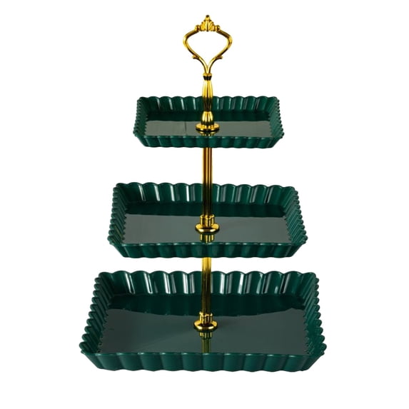 Tiitstoy Fruit Snack Serving Tray, 3 Tier Dessert Cupcake Display Stand for Wedding Tea Party Home Party, Elegant Dessert Candy Organizer Green