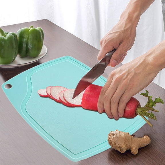 Tiitstoy Home Plastic Cutting Board, Mini Kitchen Chopping Mat with Juice Grooves and Easy Grip Handle, Non-Porous, Dishwasher Safe, 6X7.5Incj